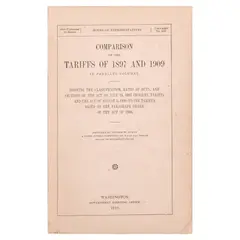 William W. Evans, Comparison of the Tariffs of 1897 and 1909 in Parallel Columns:
Showing the Classification, Rates of Duty, and Sections of the Act
of July 24, 1897 (Dingley Tariff), and the Act of August 5, 1909
(Payne Tariff) : Based on the Paragraph Order of the Act of 1909