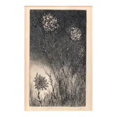 Grass and Flowers by Juvenal Sansó Garrit, etching 10/25, sold Jul 2024