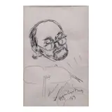 Self Portrait by Federico Aguilar Alcuaz, pen and ink on paper, sold Jul 2024