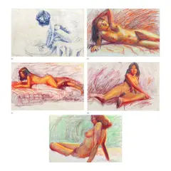 Gamaliel Subang, a.) Nude b.) Nude c.) Nude d.) Nude e.) Nude, a.) pen and ink on paper<br /> b.) pastel on paper<br /> c.) pastel on paper<br /> d.) pastel on paper<br /> e.) pastel on paper