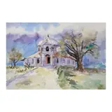 Claude Tayag, Church, watercolor on paper