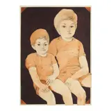 Edsel Moscoso, Siblings, graphite and watercolor on paper