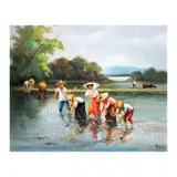 Oscar Navarro, Planting Rice, oil on canvas