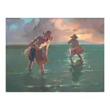 Crispin Lopez, Fishermen, oil on canvas