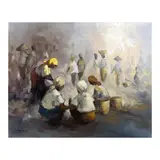 Felix Gonzalez, Market Scene, oil on canvas <br />