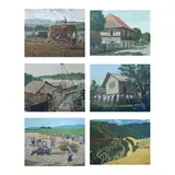 Jose Yap Baguio, a.) Harvest b.) Untitled c.) Fisherman Hut d.)  Bayanihan e.) Harvest f.) Rice Terraces, a.) oil on canvas <br /> b.) oil on canvas <br /> c.) oil on canvas <br /> d.) oil on canvas <br /> e.) oil on canvas <br /> f.) oil on canvas