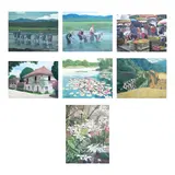 Jose Yap Baguio, a.) Planting Rice b.) Planting Rice c.) Market Scene d.) Ancestral Houses e.) Lotus f.) Rice Terraces g.) Orchids, oil on canvas
