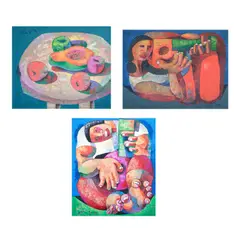 William Yu, a.) Still Life b.) Guitarist c.) Guitarist, a.) oil on canvas <br /> b.) oil on canvas <br /> c.) oil on canvas