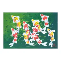 Fishes by William Yu, oil on canvas, sold Jul 2024