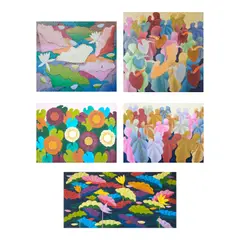 Benedicto “Bong” Ducat, a.) Water Lily b.) Anthurium c.) Flowers d.) Leaves e.) Lotus, a.) oil on canvas <br /> b.) oil on canvas <br /> c.) oil on canvas <br /> d.) oil on canvas <br /> e.) acrylic on canvas