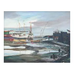 Pier by Elias Laxa, oil on canvas, sold Jul 2024