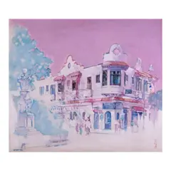 Isabel Diaz, Sausalito Inn, mixed media on canvas