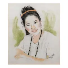 Portrait by Benedicto Cabrera, pastel on paper, sold Jul 2024