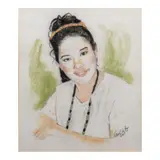 Benedicto Cabrera, Portrait, pastel on paper