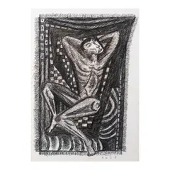 Day Dreaming by Charlie Co, pen and ink on paper, sold Jul 2024