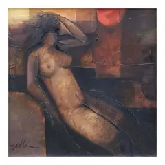 Zablan, Nude, oil and collage on canvas