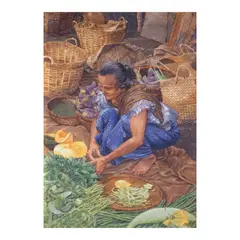 Amante, Vendor, watercolor on board