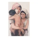 José T. Joya, Family by the Sea, pastel on paper