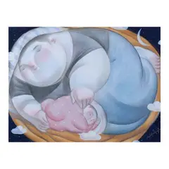 Roel Obemio, Mother and Child, watercolor on paper