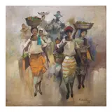 Vendors by Cesar Buenaventura, oil on canvas, sold Jul 2024