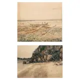Rafael Cusi, a.) Seascape b.) Beach with Rocks, a.) watercolor on paper <br /> b.) watercolor on paper