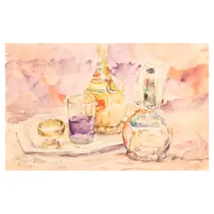 Diosdado Lorenzo, Still Life (Wine, Bottle), watercolor on paper