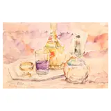 Diosdado Lorenzo, Still Life (Wine, Bottle), watercolor on paper