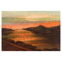 Max Lalata, Sunset Over Pasig River, oil on canvas