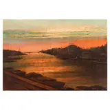 Max Lalata, Sunset Over Pasig River, oil on canvas
