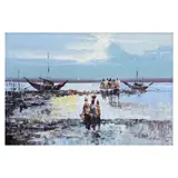 After the Catch by Alfredo Buenaventura, oil on canvas, sold Apr 2024
