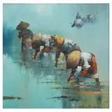 Alfredo Buenaventura, Planting Rice, oil on canvas