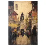 Cityscape by Alfredo Buenaventura, oil on canvas, sold Apr 2024