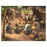 Pedro Amorsolo, Market Scene, oil on canvas