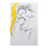 Mother and Child by Lydia Velasco, charcoal and watercolor on paper, sold Apr 2024
