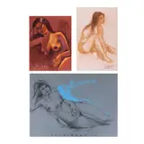 a.) Salvador “Buds” Convocar (b.1959) - Nude b.) Fil Dela Cruz (b.1950) - Nude c.) Salvador Ching - Nude by A Lot of Three Nudes, a.) pastel on paper<br /> b.) pastel on paper<br /> c.) pastel on paper, sold Apr 2024