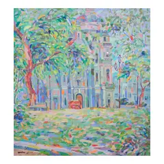 Simbahan by Ibarra dela Rosa, oil on canvas, sold Apr 2024