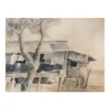 Manuel Baldemor, Barrio Sputnik, charcoal on paper