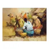 Women by Cesar Buenaventura, oil on canvas, sold Apr 2024