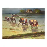 Planting Rice by Cesar Buenaventura, oil on canvas, sold Apr 2024