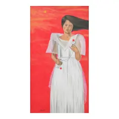 Jerry Morada, Filipina in White Dress, oil on canvas