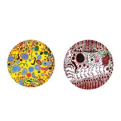 a.) Love was Infinitely Shining  b.) Women Wait For Love,  But Men Always Walk Away by Yayoi Kusama, ceramic plate, each, sold Apr 2024