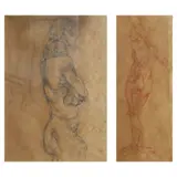 Mia Herbosa, A Set of Two Artworks, b.) Nude Male<br /> signed and dated 1992 (lower right)<br /> red sanguine pencil on paper<br /> 23" x 9" (58 cm x 23 cm)