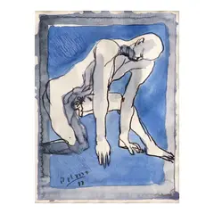Danilo Dalena, Male Nude, watercolor on paper