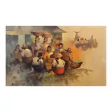 Market Scene by Alfredo Buenaventura, oil on canvas, sold Jan 2024