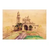 Romy Beltran, Manila Cathedral, watercolor on paper