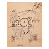 Romeo Tabuena, Sembranzo Arroz, pen and ink on paper