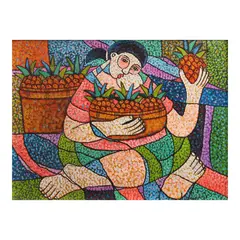 June Caguait, Fruit Vendor, acrylic on canvas