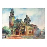 R. Guarico, Manila Cathedral, watercolor on paper