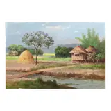 Crispin Lopez, Barrio Scene, oil on canvas