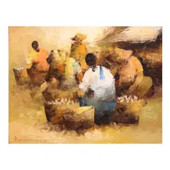 Market Vendors by Buenaventura, oil on canvas, sold Jan 2024
